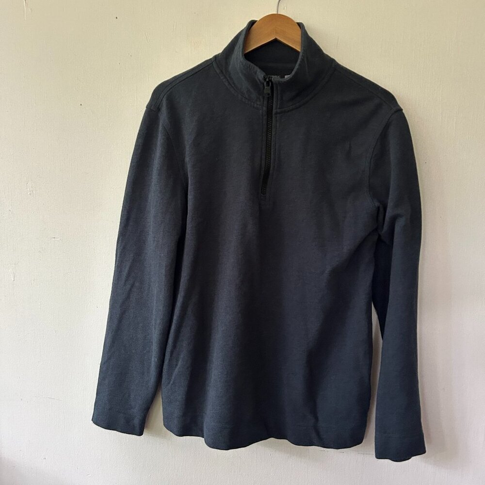 Banana Republic Core Temp 1/4 Zip Pullover Mens Medium Blue Preppy Academia